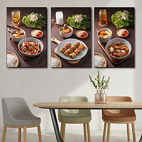 Tranh treo tường tráng gương trang trí quá bún chả Hà Nội (tặng kèn đinh treo)
