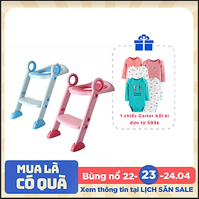 Thang bô vệ sinh có nắp lót thu nhỏ bồn cầu Babyhop cho bé trai và bé gái có tay vịn, gấp dựng cất gọn