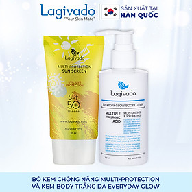 Bộ đôi Kem chống nắng Hàn Quốc Lagivado Multi-Protection 30 g và Kem body trắng da Everyday Glow 200ml