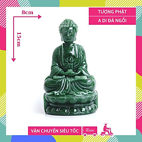 Tượng Phật A Di Đà ngồi ngọc xanh - Cao 15cm