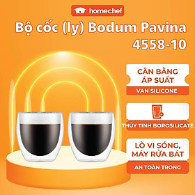Bộ 2 cốc (ly) thủy tinh 2 lớp Bodum Pavina 4558-10, dung tích 250ml | Hàng chính hãng
