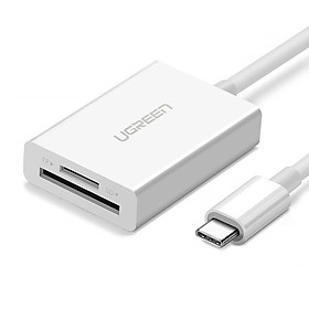 Đầu đọc thẻ USB Type-C cho thẻ nhớ TF SD 3.0 màu Trắng Ugreen TC40380US235