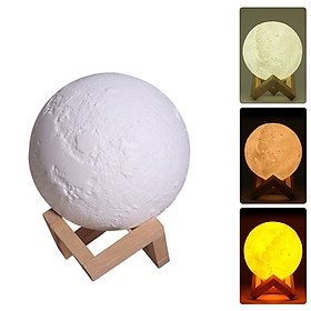 Đèn LED mặt trăng 3D - 3 màu đèn tùy chỉnh độ sáng - ĐK 15 cm