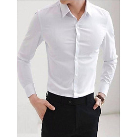 Áo sơ mi nam dài tay vải trắng sắng mềm mịn không nhăn