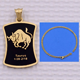 Mặt dây chuyền Kim Ngưu - Taurus inox vàng kèm vòng cổ dây chuyền inox vàng + móc inox, Cung hoàng đạo
