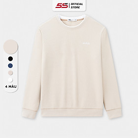 Áo Sweater Nỉ Nam 5S FASHION Cổ Tròn Cotton, Thiết Kế In Trẻ Trung, Vải Dệt Hiệu Ứng Ô Vuông Nổi Phong Cách (ANO23017)