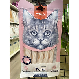WANPY (Chính Hãng) - Kem súp thưởng cho mèo vị ngẫu nhiên gói 5 thanh 70gr - Cá ngừ và Tôm / Tuna & Shrimp