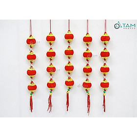 Set 5 dây 4 lồng đèn tròn nhung đỏ treo cây mai đào T-PKTMD-66