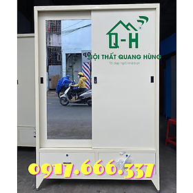 Mua TỦ SẮT ĐỰNG QUẦN ÁO SƠN TĨNH ĐIỆN 2 CÁNH CỬA LÙA MÀU KEM 18X1M2 DÀNH CHO GIA ĐÌNH