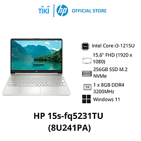 Máy tính xách tay HP 15s-fq5231TU,Core i3-1215U,8GB RAM,256GB SSD,Intel Graphics,15.6"FHD,Webcam,3 Cell,Wlan ac+BT,Win11 Home 64,Natural Silver,1Y WTY_8U241PA - Hàng Chính Hãng