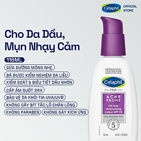 Sữa dưỡng ẩm cho da dầu mụn, nhạy cảm Cetaphil Pro Acne Prone Oil-free Moisturizing Lotion SPF 25 118ml