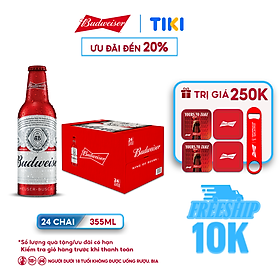 Thùng 24 Chai Budweiser Aluminum Chính Hãng (355ml/ chai)