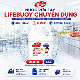 Nước Rửa Tay Lifebuoy Bảo Vệ Vượt Trội Chuyên Dụng, Can Lớn Cho Trường Học Quán Ăn Nhà Hàng Hải Sản 4kg