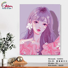 Mua Tranh số hoá cô gái dễ thương mới lọ màu to 5ml + 2 bộ cọ + khung 2.5cm CG4541