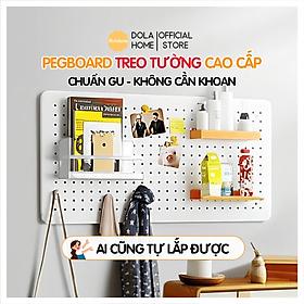 Bảng lỗ Pegboard Dola Home kim loại cao cấp treo tường. Bảng treo trang trí decor nhà cửa, góc làm việc