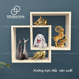 Mua Kệ Gỗ Vuông ghép đôi Treo Tường  Kệ Trang Trí Treo Tường Gỗ Thông