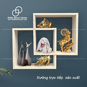 Mua Kệ Gỗ Vuông ghép đôi Treo Tường  Kệ Trang Trí Treo Tường Gỗ Thông