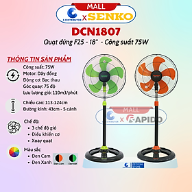 Quạt Đứng Công Nghiệp Senko DCN1809 (Lồng Quạt Mạ Crom) - Quạt Đứng DCN1807 - Hàng Chính Hãng - Bảo Hành 24 Tháng