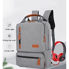 Balo Laptop Thời Trang Cao Cấp Nhiều Ngăn, Kiểu Dáng Hiện Đại - Cam Kết Y Hình - DRU BL036 - Hàng Chính Hãng - XÁM