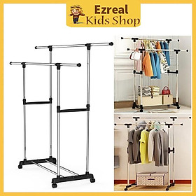 Mua Dàn Phơi Quần Áo 2 Tầng Inox - Cây Phơi Quần Áo Có Bánh Xe Di Chuyển Tiện Dụng