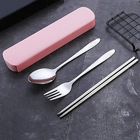 Mua Bộ 3 Muỗng Đũa Nĩa inox cá nhân có hộp đựng dành cho văn phòng hoặc đi du lịch tiện dụng ❖❖