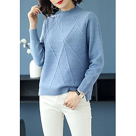 Áo Len Dệt Kim Siêu Mềm Mịn Cổ 3 Phân Thu Đông 2019