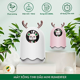 Máy xông tinh dầu Mini - hình chuột HUMIDIFIER 300ml dễ thương, tự động ngắt khi hết nước