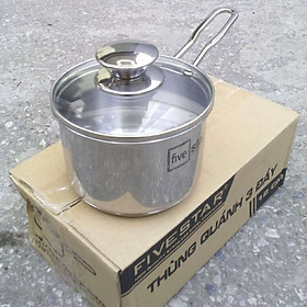Quánh Nấu Bột Cháo Inox 430 Bếp Từ 3 Đáy Nắp Kính Fivestar (12cm)