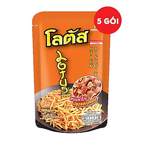 Lốc 5 Gói Lớn Snack Bim Bim Bánh Tăm Que Dorkbua Lotus Vị Thịt Heo Xông Khói Cam (55g /gói) Nhập Khẩu Từ Thái Lan, Không Chất Bảo Quản, Ăn Là Ghiền