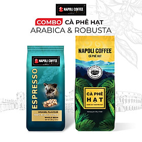 COMBO Cà phê Espresso (Túi 250g) và Cà phê Arabica / Robusta (Túi 500g) - Napoli Coffee ( Cafe hạt sạch)