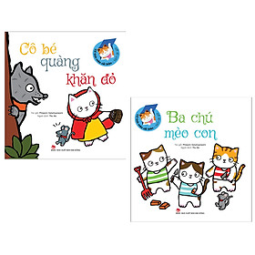 Combo Sách Lật Mở - Cổ Tích Mèo Cải Biên : Cô Bé Quàng Khăn Đỏ + Ba Chú Mèo Con ( Tặng Kèm Postcard Happy Life )