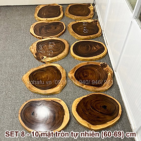 Mua Combo 10 Mặt Bàn Tròn Cà Phê Gỗ Me Tây Nguyên Tấm Tự Nhiên Đường Kính (60-69)cm - KOHAFU