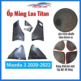 Bộ ốp màng loa vân Titan cho xe Mazda 3 2020-2021-2022 chống xước trang trí nội thất ô tô