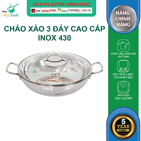 Chảo Xào 3 Đáy Nắp Kính FivestarW32-3DG (32cm)