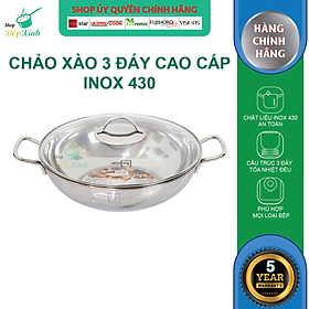 Mua Chảo lẩu inox sâu lòng inox Fivestar nắp kính ( 32cm )   3 đáy dùng được bếp từ  hồng ngoại   gas