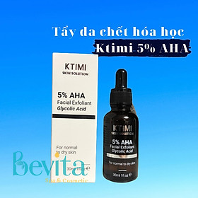 Tẩy da chết hóa học Ktimi 5% AHA Facial Exfoliant Glycolic Acid 30ml - Bevita