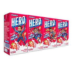 Big C - Lốc 4 sữa trái cây Vinamilk hero dâu 110ml - 00320