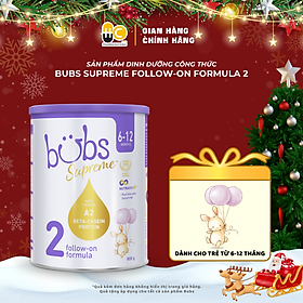 Sản phẩm dinh dưỡng công thức dành cho trẻ từ 6-12 tháng tuổi: Bubs Supreme Follow-On Formula 2
