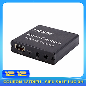 Video Audio Capture Card USB 2.0 HD 1080P 4K Video Converter HD Loop Out Mic Input Audio Out Plug and Play for Game