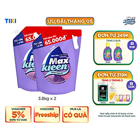 Combo 2 Túi nước giặt xả Maxkleen Hương Huyền Diệu 3.8kgtúi