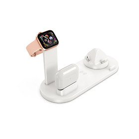 Đế sạc nhanh không dây QGeeM 4 trong 1 chuẩn Qi cho Apple Watch, Airpods, iphone 12/11/ Pro/ X XS XR Xs Max 8 8 Plus-Hàng chính hãng