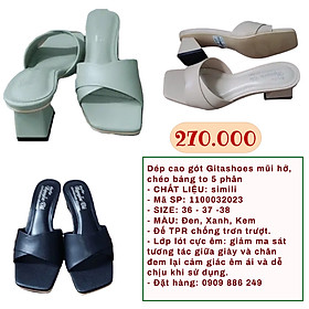 Dép cao gót gitashoes mũi hở, có chéo bảng to,cao 5 phân - 1100032023