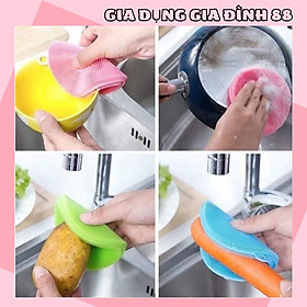 Mua Miếng rửa bát silicon đa năng kiêm lót tay  lau chùi có móc treo 1610 Shop Gia Dụng Gia Đình 88