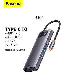 Hub chuyển USB-C to HDMI 4K60Hz/VGA/USB/C Baseus- Hàng nhập khẩu
