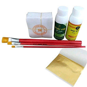 Combo dát vàng gốc nước gồm 500 lá vàng kèm phụ kiện, dát trên mọi chất liệu