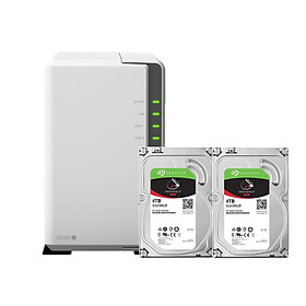 Combo: Thiết bị lưu trữ qua mạng DS220j  & 2 x Seagate HDD ST4000VN008 (Hàng chính hãng)