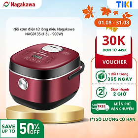 Nồi Cơm Điện Tử Lòng Niêu Nagakawa NAG0135 (1.8L - 900W) - Tích Hợp 10 Chương Trình Nấu - Hàng Chính Hãng
