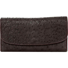 Ví Nữ Da Đà Điểu 3 Gấp Huy Hoàng HT3406 (19 x 10.5 cm) - Nâu Đất