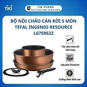 Mua Bộ nồi chảo cán rời 5 món Tefal Ingenio Resource L6759522 (nồi 16cm chảo chiên 26cm chảo sâu 26cm nắp nồi 16cm) - Lớp phủ Titanium Pro 2X - Độ bền lên tới 8 năm - Hàng chính hãng