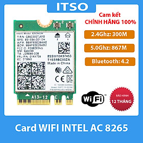 Card Wifi Intel AC8265 khe M2 có Bluetooth 8265NGW - Hàng nhập khẩu